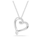 Sterling Silver Kissing Heart Pendant- 0.02 ctw