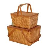 Vintiquewise Rectangle Handwoven Chipwood Basket-
