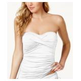 Anne Cole Women's Solid Twist Front Shirred Bandea