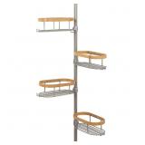Zenna Home 2128BM Tension Corner Pole Caddy- Nicke