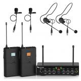 Wireless Microphone System-Fifine UHF Dual Channel