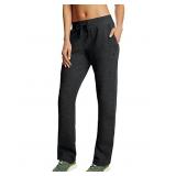 Champion Women's Fleece Open Bottom Pant- Black- L