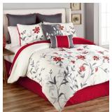 SHEILA 8-PIECE FULL COMFORTER SET IN RED