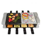 Dual Cheese Raclette Table Grill w Non-stick Grill