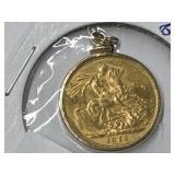 1876 souvenir gold coin pendant
