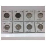 8 Silver 25 Cents Can 1963,64,65,66,67,52,55,56