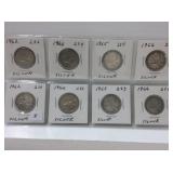 8 Silver 25 Cents Can 1962,64,65,66,62,64,65,66