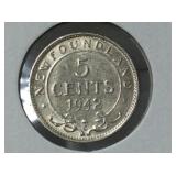1942 (ms 60)  Nfld Silver 5 Cents