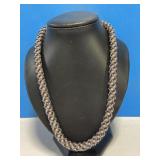 Pearl-Like & Purple Beaded Rope Necklace