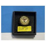 Masonic Gold-toned Pyramid Ring Size 10