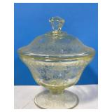 Yellow Depression Glass Bowl with Lid