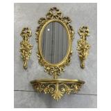 Vintage Syroco Gold-tone Ornate Plastic Framed