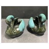 Pair Of Pottery Swans