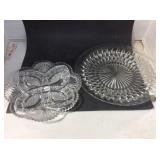 Two Clear Glass Serving Trays