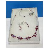 Red Swarovski & Clear Crystal Necklace / Earring