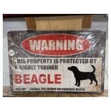 Metal Sign ' Warning Beagle ' 12 x 8 '
