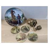 Brass Bells, 4 Pin-Back Buttons and Collector