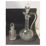 Two Clear Glass Decanters