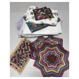 Plastic and Fabric Tablecloths, Colourful Doilies