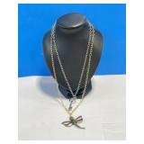 2 Costume Necklaces - Key & Dragonfly