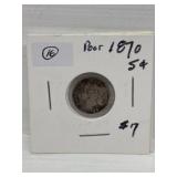 1870 Canadian Silver 5 Cent Coin