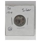 1914 Canadian Silver 5 Cent Coin