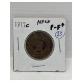 1917c NFLD One Cent f-f+