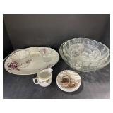 Glass Bowls, Ridgeway Ironstone Platter, Mini