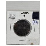 1859 Canadian One Cent ' Narrow 9 '