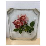 Roses Hand-painted on Glass 14 x 12 '