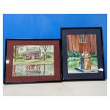 2 Framed Watercolours 14.5 x 11.5 '