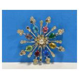 Vintage Clear & Coloured Rhinestone Star Burst