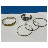 3 Silvertone Metal Bangle Bracelets