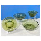 Avocado Green Glass Bowls and Plate
