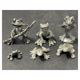 6 Miniature Metal Frogs (Pewter?)