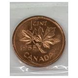 1955 Canadian One Cent Certified MS64 SF, Red