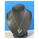 Sterling 925 Silver Heart Green cut and Clear Cut