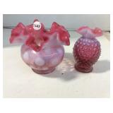 White To Pink Ruffled Vase, Hobnob Red To Pink