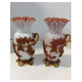 Matching Art Glass Vases, Damaged On One Foot