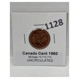 1960 Canadian One Cent in Mint State