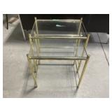 2 Brass with Glass Top Nesting Tables