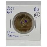2022 Canadian $1 Coloured Oscar Peterson Bu