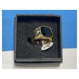 Masonic Gold-toned Ring with Black Onyx Size 9