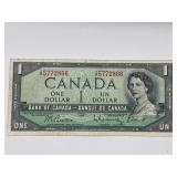1954 Canadian $1 Bill Beattie / Rasminsky