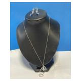 Sterling Chain & Crystal Pendant / Earrings Set