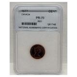 Certified 1977 Canadian One Cent PR70 Red