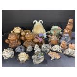 Clay and Stone Frog Figures
