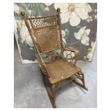 Antique Fancy Victorian Wicker Rocking Chair 1890s
