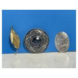 3 Brooches - Forstner Sterling Silver Made in