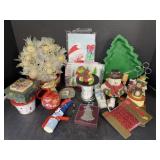 Assorted Christmas Decor, Ornaments, Ribbons,